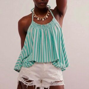 Free People We The Free Coastal Town Halter Top Beach Ball Turquoise Green SizeM